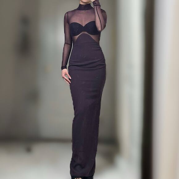 House of CB Safiya black grape maxi dress - size S (P) - Picture 1 of 6